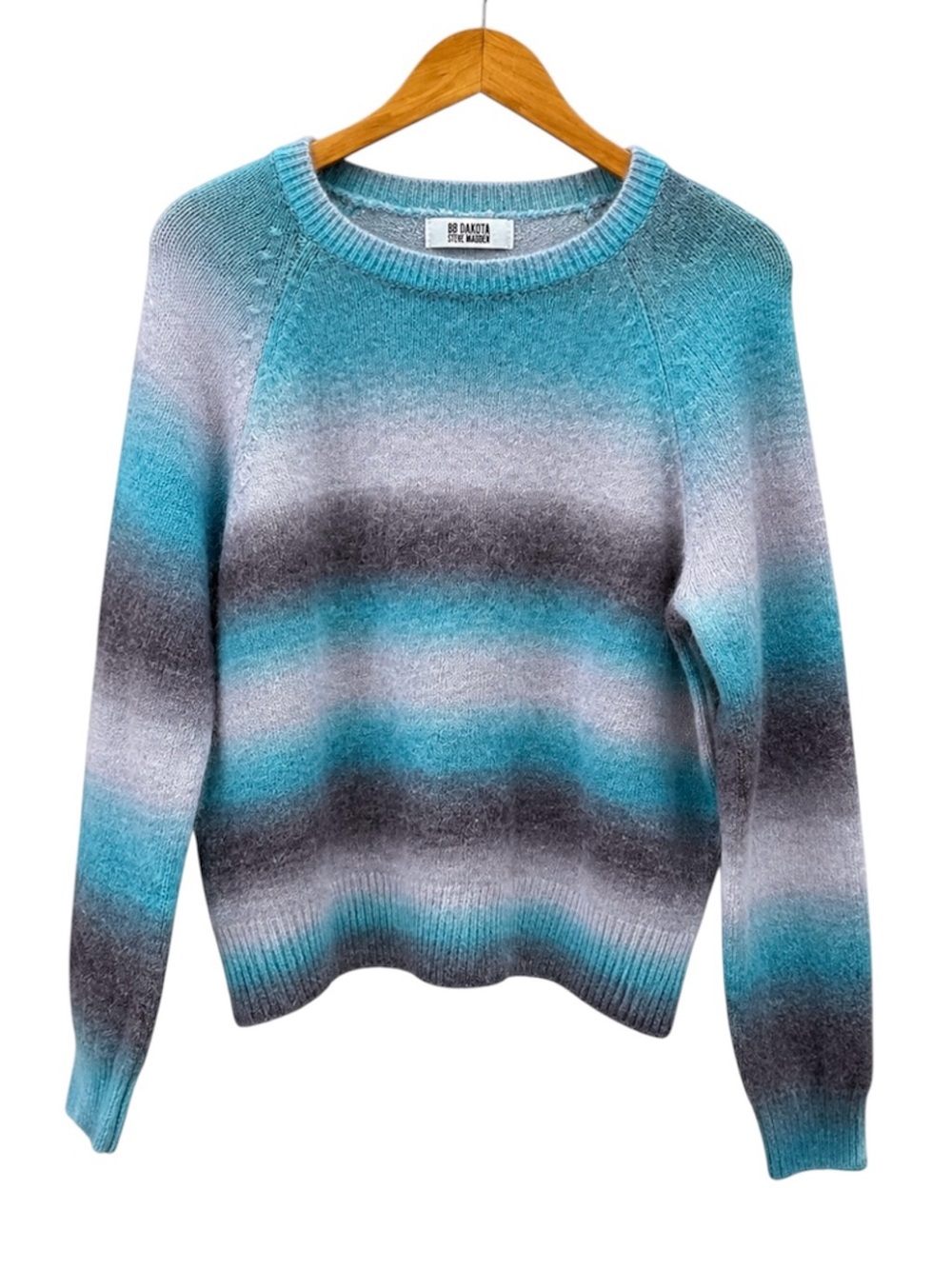 BB Dakota Steve Madden Ombré Striped Fuzzy Sweater Women’s XXL Blue Gray